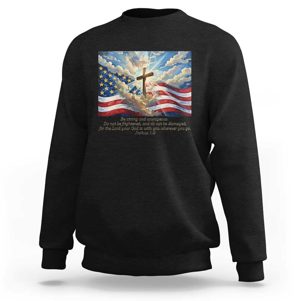 Jesus Christian Sweatshirt American Flag Religious Cross Bible Verse Faith Inspirational - Wonder Print Shop