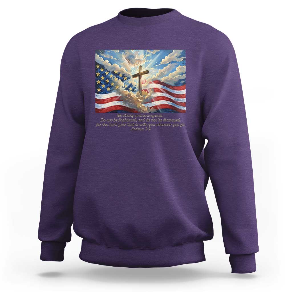 Jesus Christian Sweatshirt American Flag Religious Cross Bible Verse Faith Inspirational - Wonder Print Shop