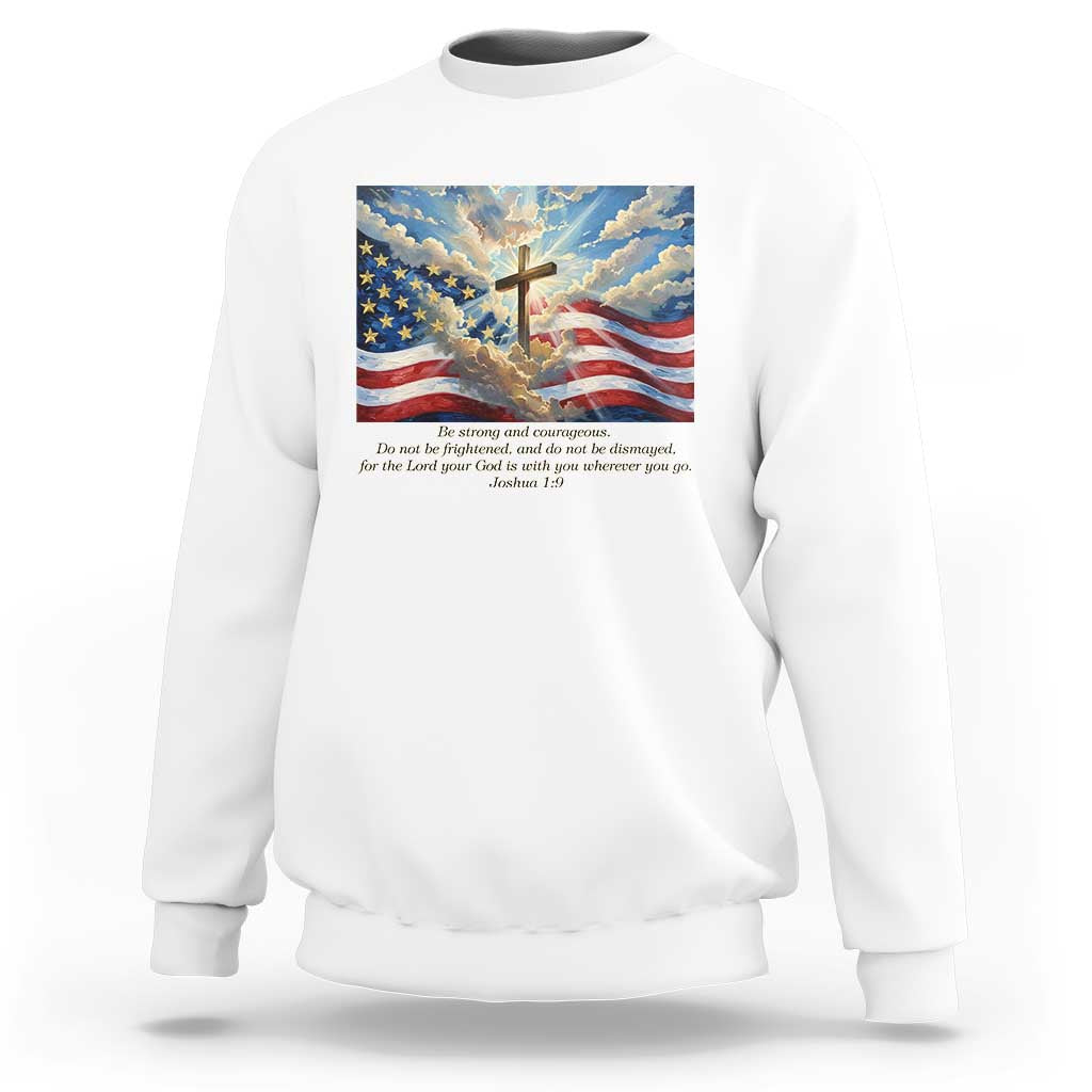 Jesus Christian Sweatshirt American Flag Religious Cross Bible Verse Faith Inspirational - Wonder Print Shop