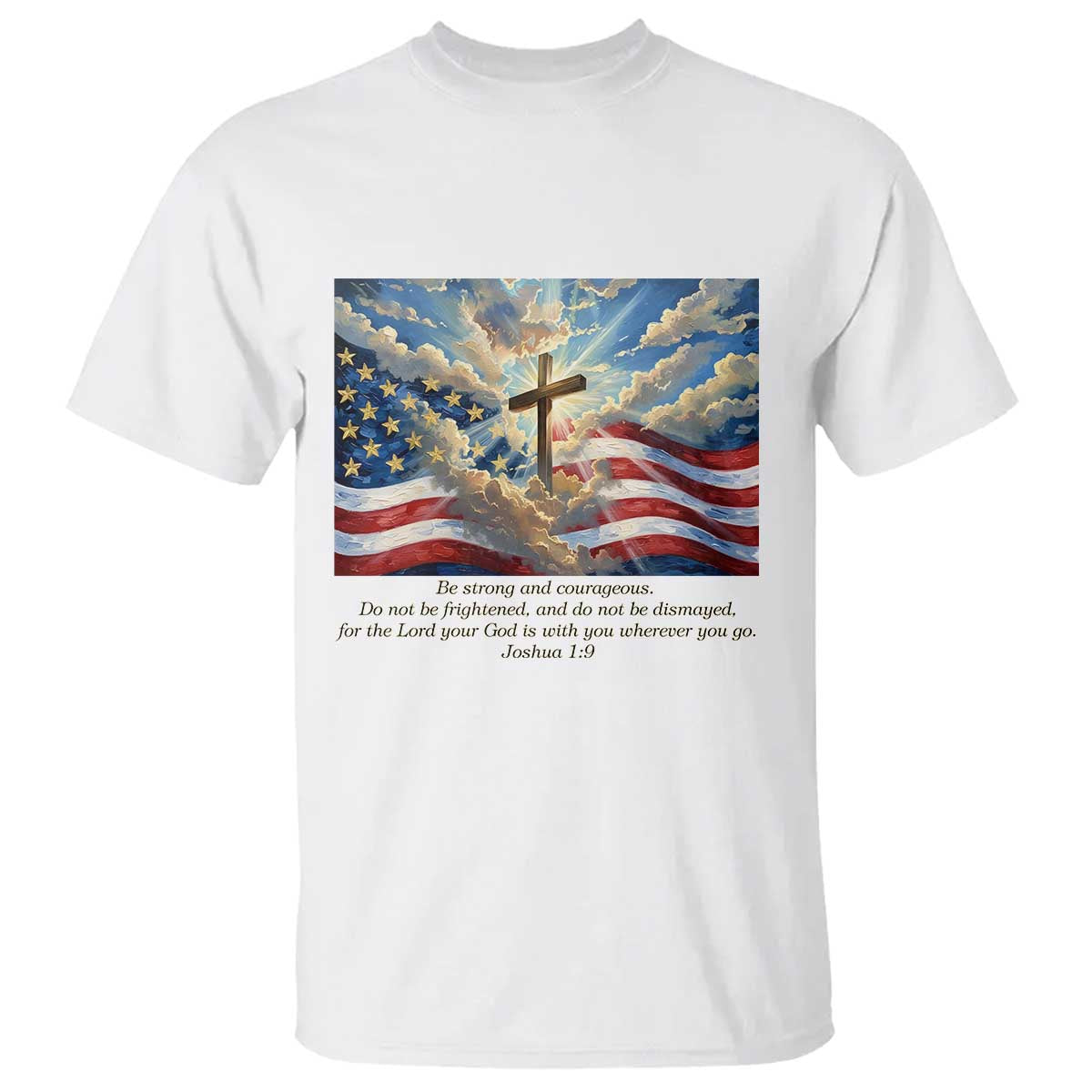 Jesus Christian T Shirt American Flag Religious Cross Bible Verse Faith Inspirational - Wonder Print Shop