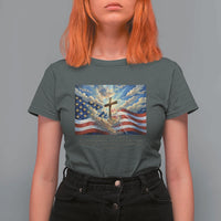 Jesus Christian T Shirt For Women American Flag Religious Cross Bible Verse Faith Inspirational - Wonder Print Shop