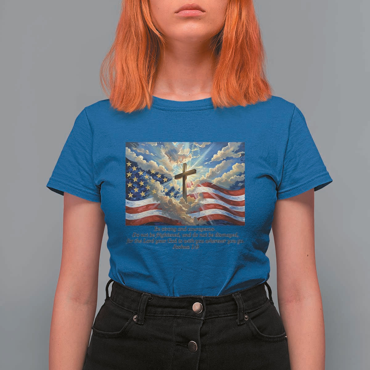 Jesus Christian T Shirt For Women American Flag Religious Cross Bible Verse Faith Inspirational - Wonder Print Shop