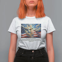 Jesus Christian T Shirt For Women American Flag Religious Cross Bible Verse Faith Inspirational - Wonder Print Shop