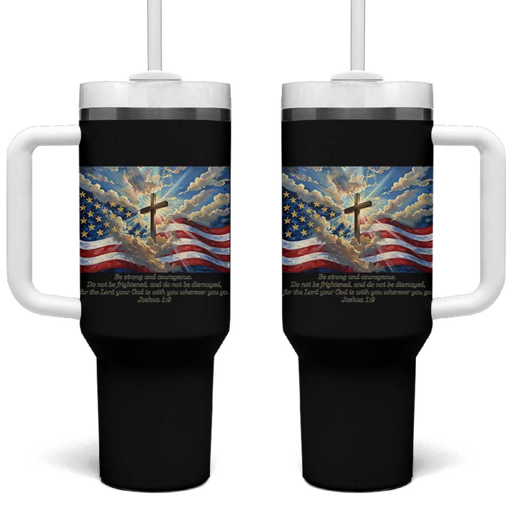 Jesus Christian Tumbler With Handle American Flag Religious Cross Bible Verse Faith Inspirational - Wonder Print Shop