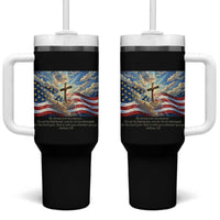 Jesus Christian Tumbler With Handle American Flag Religious Cross Bible Verse Faith Inspirational - Wonder Print Shop
