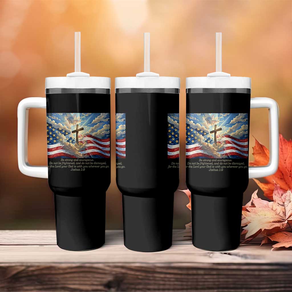 Jesus Christian Tumbler With Handle American Flag Religious Cross Bible Verse Faith Inspirational - Wonder Print Shop