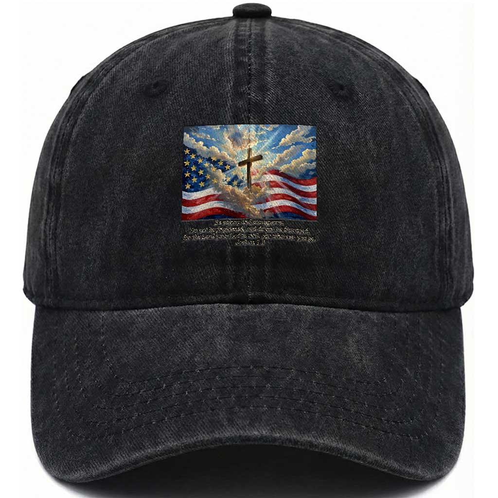 Jesus Christian Washed Cotton Baseball Cap American Flag Religious Cross Bible Verse Faith Inspirational