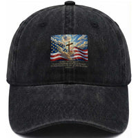 Jesus Christian Washed Cotton Baseball Cap American Flag Religious Cross Bible Verse Faith Inspirational