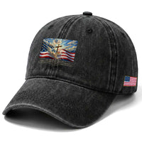Jesus Christian Washed Cotton Baseball Cap American Flag Religious Cross Bible Verse Faith Inspirational