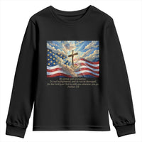 Jesus Christian Youth Sweatshirt American Flag Religious Cross Bible Verse Faith Inspirational - Wonder Print Shop