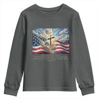 Jesus Christian Youth Sweatshirt American Flag Religious Cross Bible Verse Faith Inspirational - Wonder Print Shop