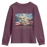 Jesus Christian Youth Sweatshirt American Flag Religious Cross Bible Verse Faith Inspirational - Wonder Print Shop