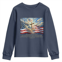 Jesus Christian Youth Sweatshirt American Flag Religious Cross Bible Verse Faith Inspirational - Wonder Print Shop