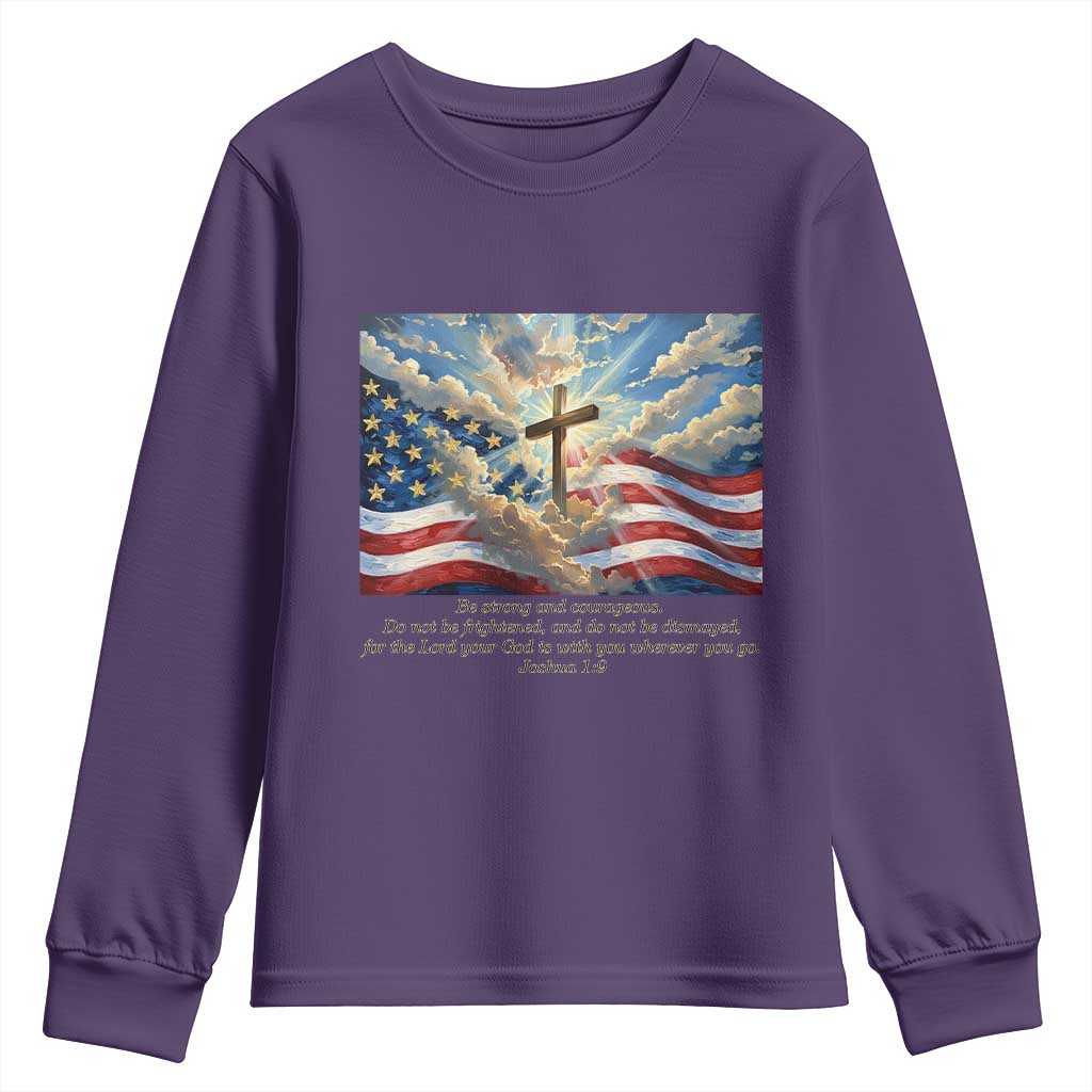 Jesus Christian Youth Sweatshirt American Flag Religious Cross Bible Verse Faith Inspirational - Wonder Print Shop