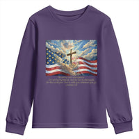 Jesus Christian Youth Sweatshirt American Flag Religious Cross Bible Verse Faith Inspirational - Wonder Print Shop