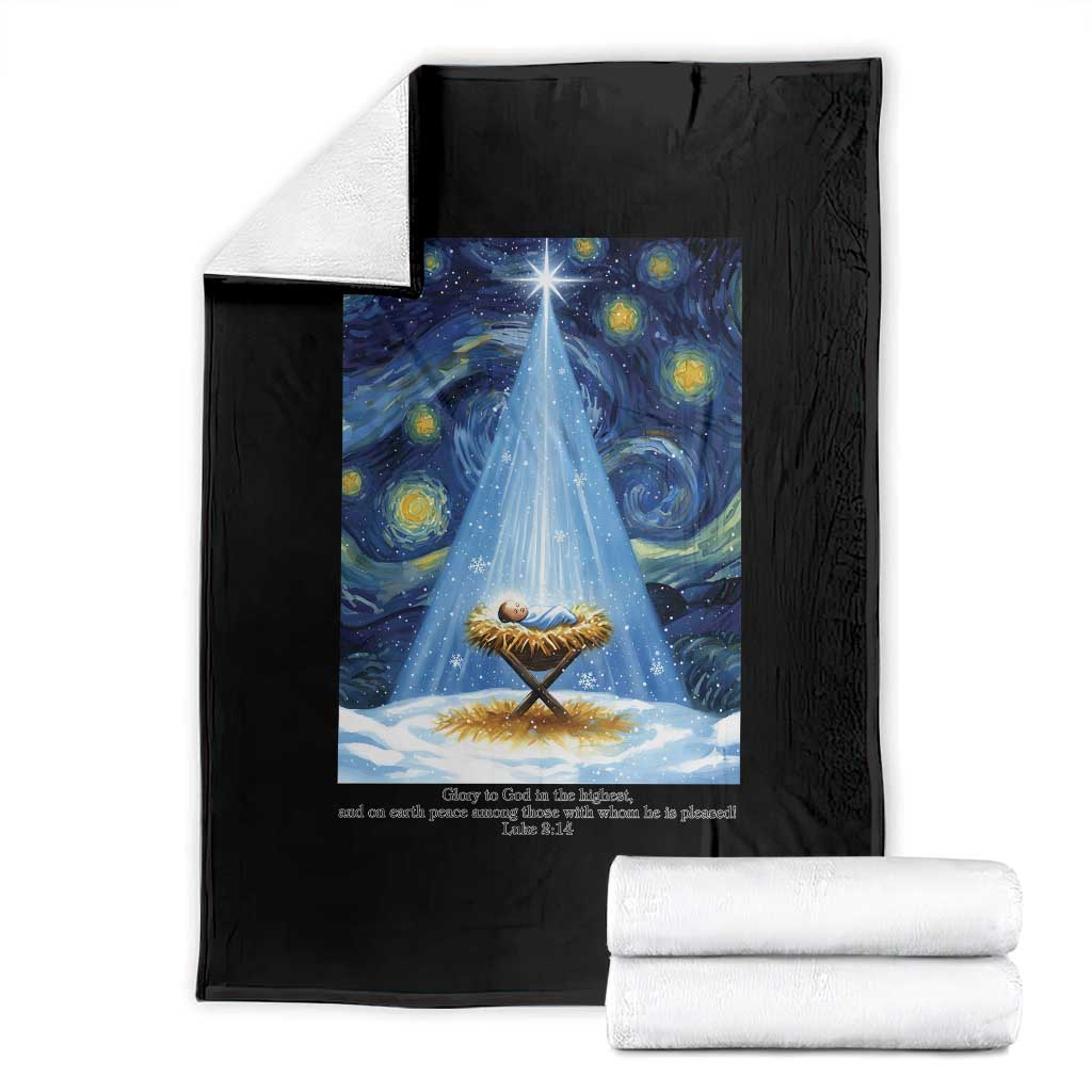 Christian Christmas Throw Blanket Nativity Scene Jeus Baby Starry Night Xmas - Wonder Print Shop