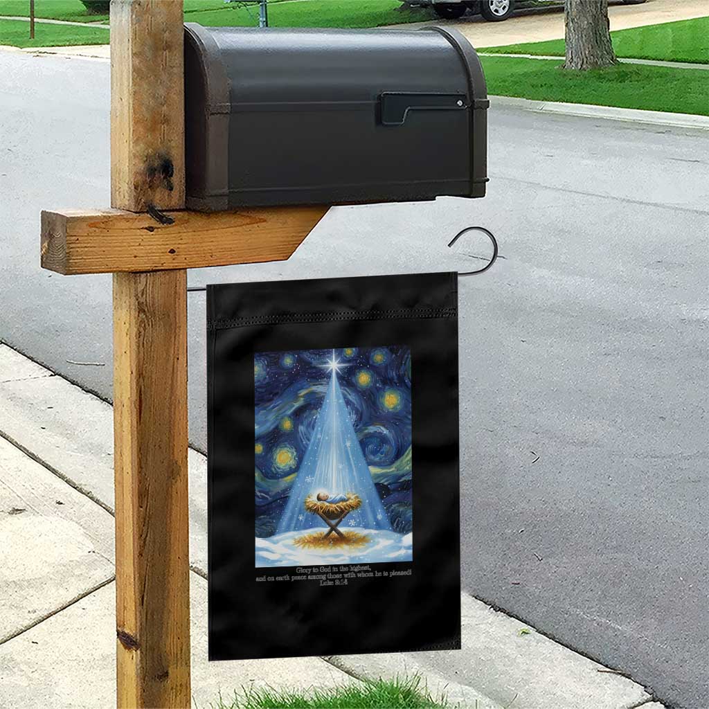 Christian Christmas Garden Flag Nativity Scene Jeus Baby Starry Night Xmas - Wonder Print Shop