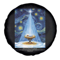 Christian Christmas Spare Tire Cover Nativity Scene Jeus Baby Starry Night Xmas - Wonder Print Shop