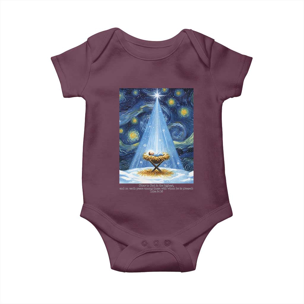 Christian Christmas Baby Onesie Nativity Scene Jeus Baby Starry Night Xmas - Wonder Print Shop