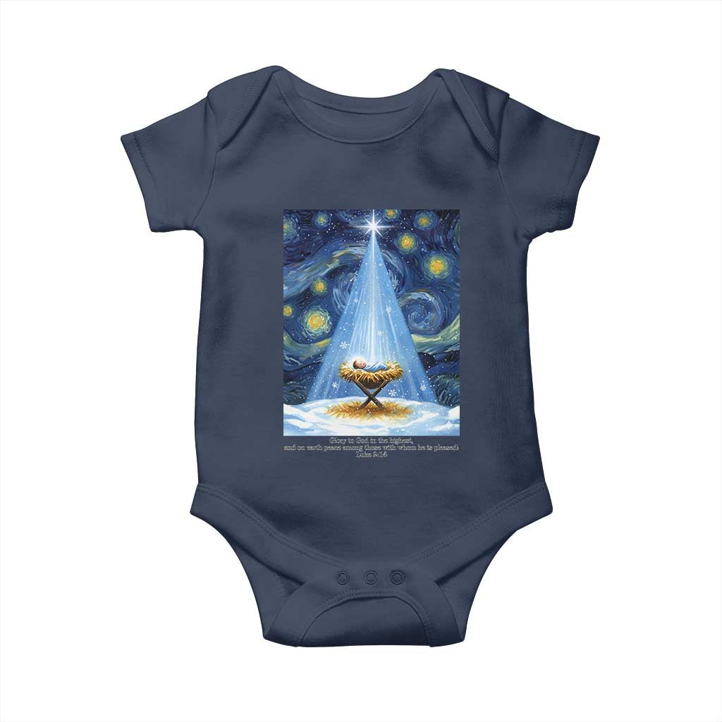 Christian Christmas Baby Onesie Nativity Scene Jeus Baby Starry Night Xmas - Wonder Print Shop