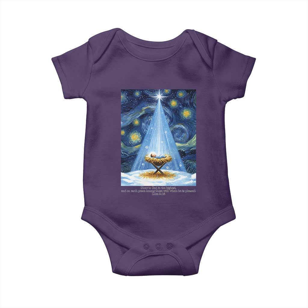 Christian Christmas Baby Onesie Nativity Scene Jeus Baby Starry Night Xmas - Wonder Print Shop