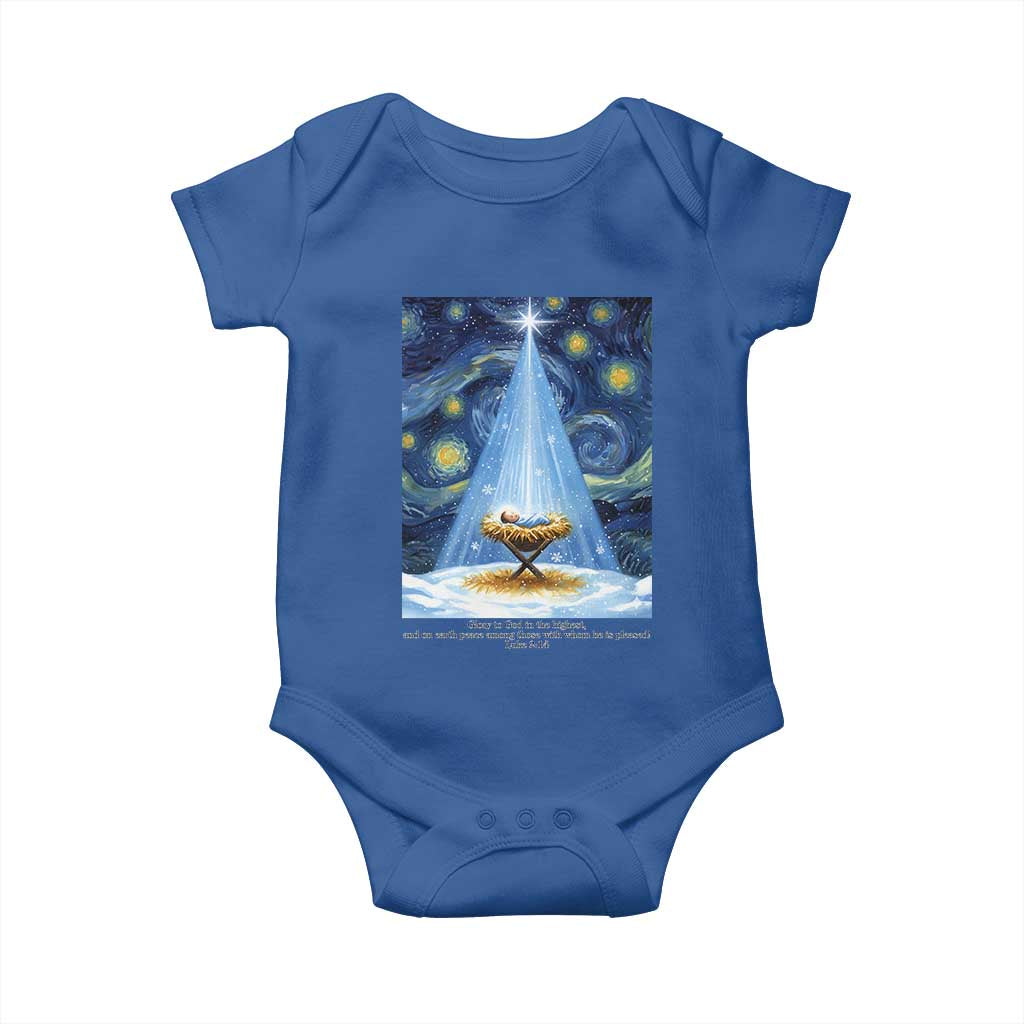 Christian Christmas Baby Onesie Nativity Scene Jeus Baby Starry Night Xmas - Wonder Print Shop