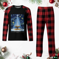 Christian Christmas Plaid Pajama Set Nativity Scene Jeus Baby Starry Night Xmas - Wonder Print Shop