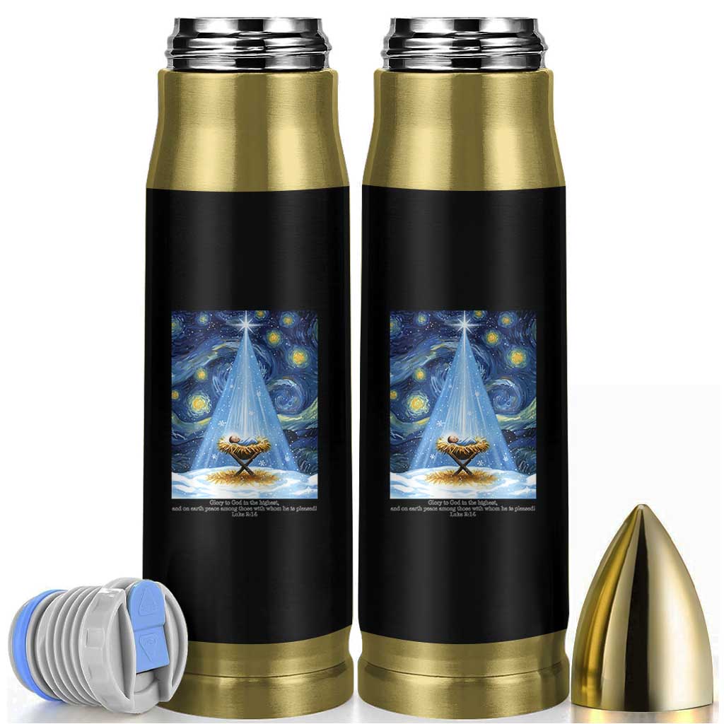 Christian Christmas Bullet Tumbler Nativity Scene Jeus Baby Starry Night Xmas - Wonder Print Shop