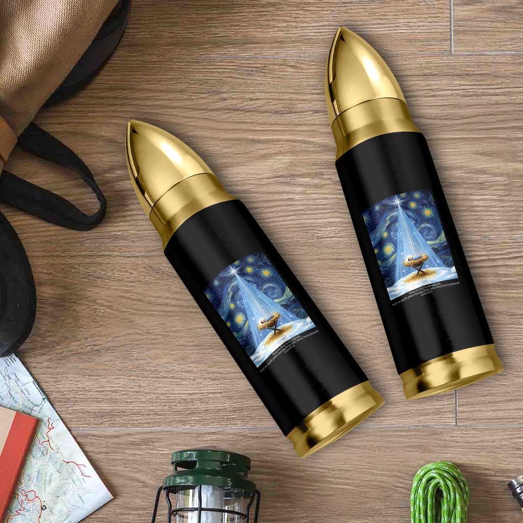 Christian Christmas Bullet Tumbler Nativity Scene Jeus Baby Starry Night Xmas - Wonder Print Shop