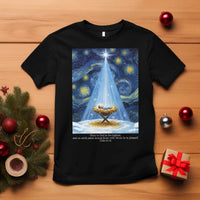 Christian Christmas T Shirt Nativity Scene Jeus Baby Starry Night Xmas - Wonder Print Shop
