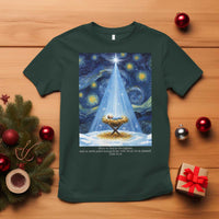 Christian Christmas T Shirt Nativity Scene Jeus Baby Starry Night Xmas - Wonder Print Shop