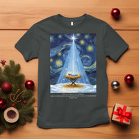Christian Christmas T Shirt Nativity Scene Jeus Baby Starry Night Xmas - Wonder Print Shop