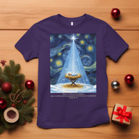 Christian Christmas T Shirt Nativity Scene Jeus Baby Starry Night Xmas - Wonder Print Shop