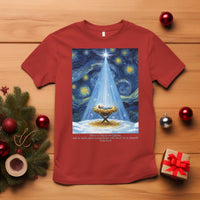 Christian Christmas T Shirt Nativity Scene Jeus Baby Starry Night Xmas - Wonder Print Shop