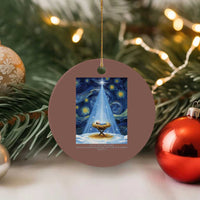 Christian Xmas Ceramic Ornament Nativity Scene Jeus Baby Starry Night Xmas - Wonder Print Shop
