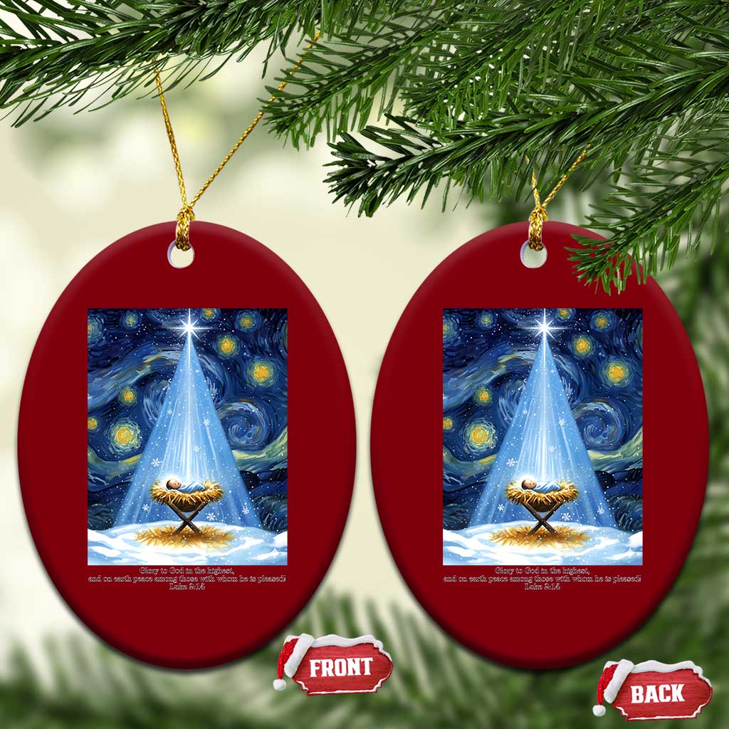 Christian Xmas Ceramic Ornament Nativity Scene Jeus Baby Starry Night Xmas - Wonder Print Shop