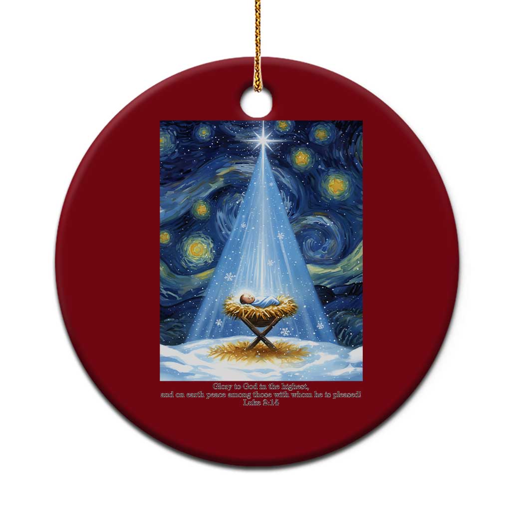 Christian Xmas Ceramic Ornament Nativity Scene Jeus Baby Starry Night Xmas - Wonder Print Shop