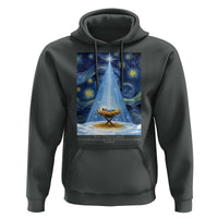 Christian Christmas Hoodie Nativity Scene Jeus Baby Starry Night Xmas - Wonder Print Shop