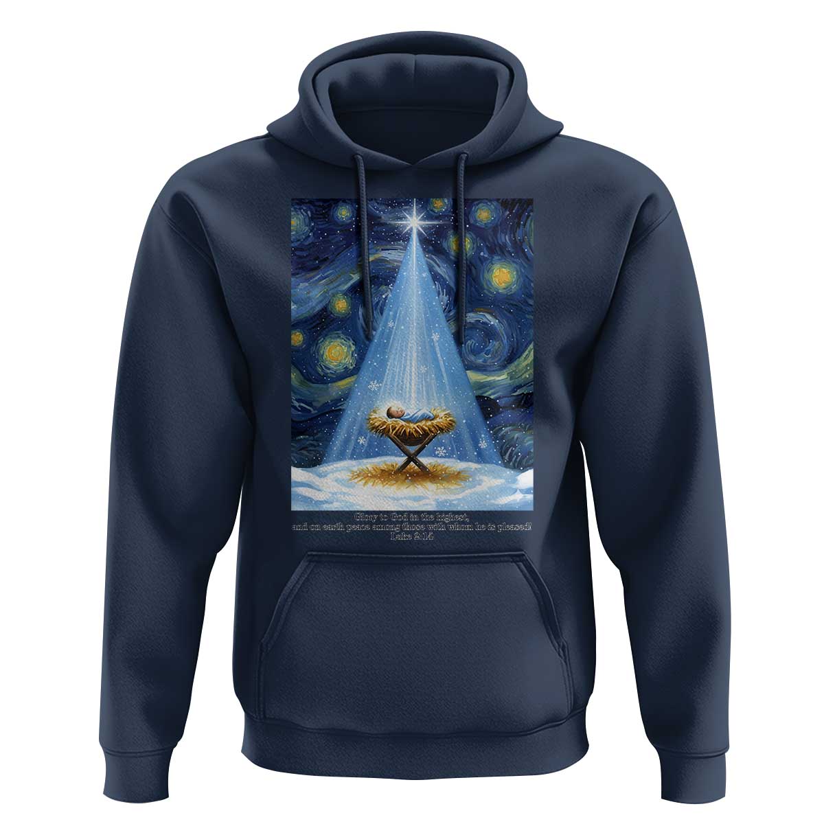Christian Christmas Hoodie Nativity Scene Jeus Baby Starry Night Xmas - Wonder Print Shop