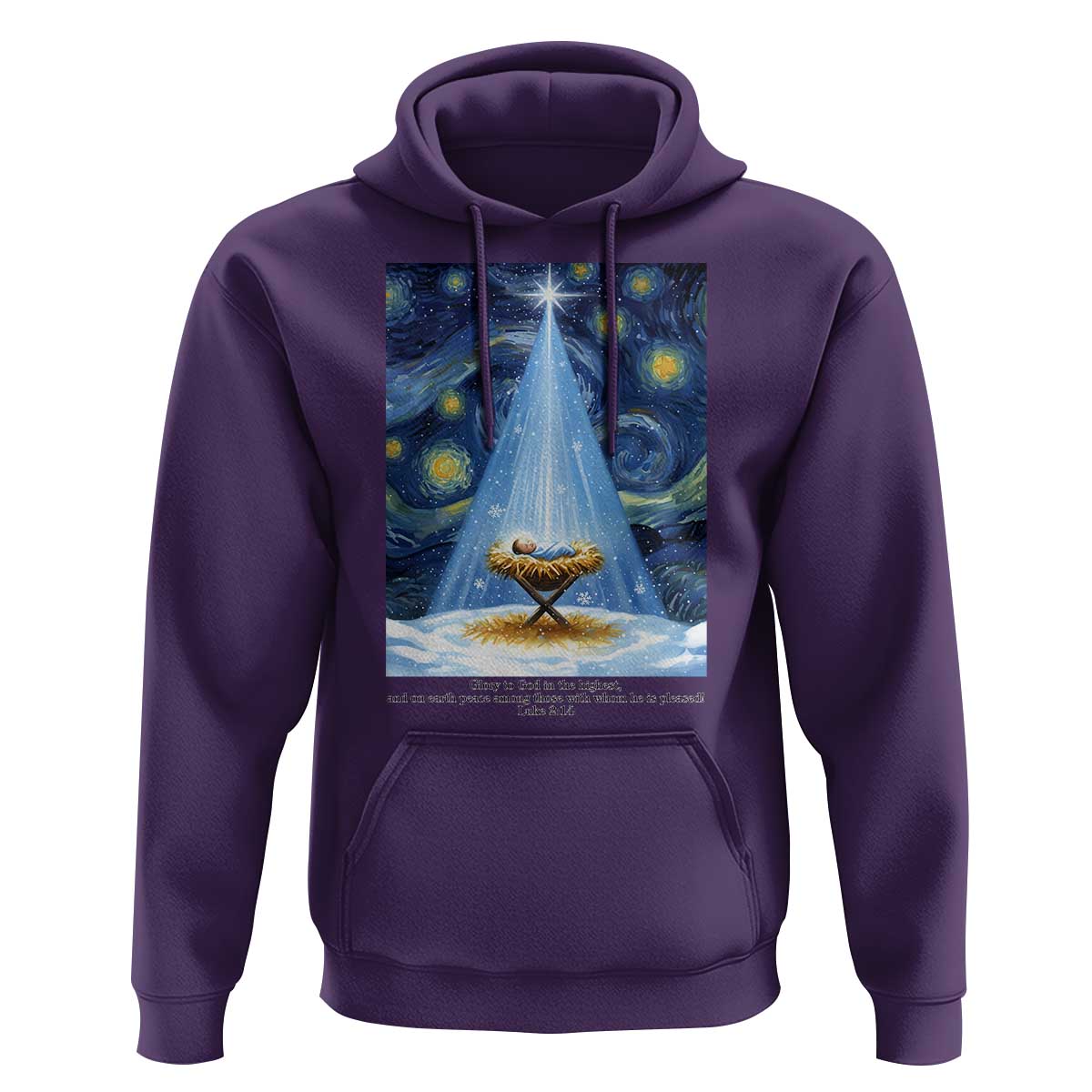 Christian Christmas Hoodie Nativity Scene Jeus Baby Starry Night Xmas - Wonder Print Shop