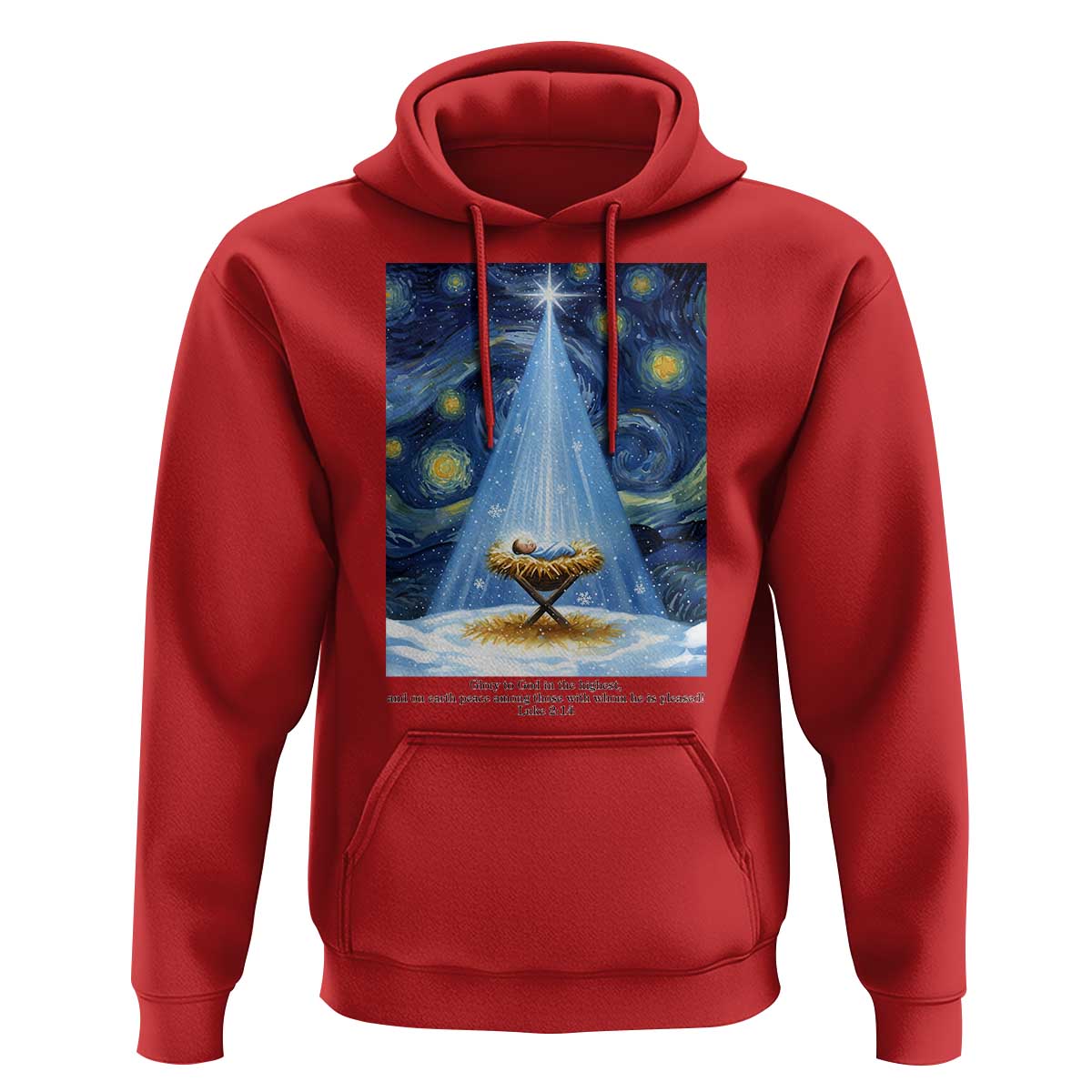 Christian Christmas Hoodie Nativity Scene Jeus Baby Starry Night Xmas - Wonder Print Shop
