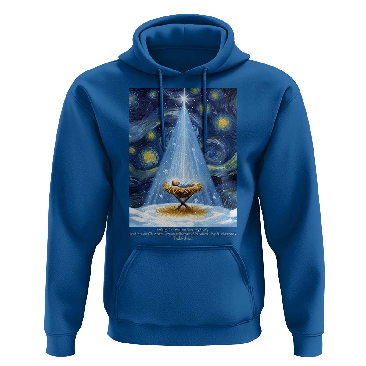 Christian Christmas Hoodie Nativity Scene Jeus Baby Starry Night Xmas - Wonder Print Shop