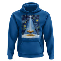 Christian Christmas Hoodie Nativity Scene Jeus Baby Starry Night Xmas - Wonder Print Shop