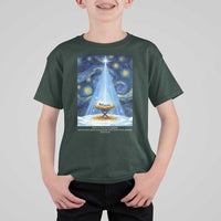 Christian Christmas T Shirt For Kid Nativity Scene Jeus Baby Starry Night Xmas - Wonder Print Shop