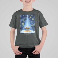 Christian Christmas T Shirt For Kid Nativity Scene Jeus Baby Starry Night Xmas - Wonder Print Shop