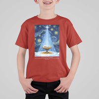 Christian Christmas T Shirt For Kid Nativity Scene Jeus Baby Starry Night Xmas - Wonder Print Shop
