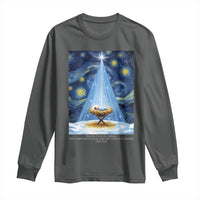 Christian Christmas Long Sleeve Shirt Nativity Scene Jeus Baby Starry Night Xmas - Wonder Print Shop