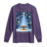 Christian Christmas Long Sleeve Shirt Nativity Scene Jeus Baby Starry Night Xmas - Wonder Print Shop