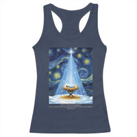 Christian Christmas Racerback Tank Top Nativity Scene Jeus Baby Starry Night Xmas - Wonder Print Shop