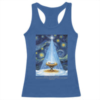 Christian Christmas Racerback Tank Top Nativity Scene Jeus Baby Starry Night Xmas - Wonder Print Shop